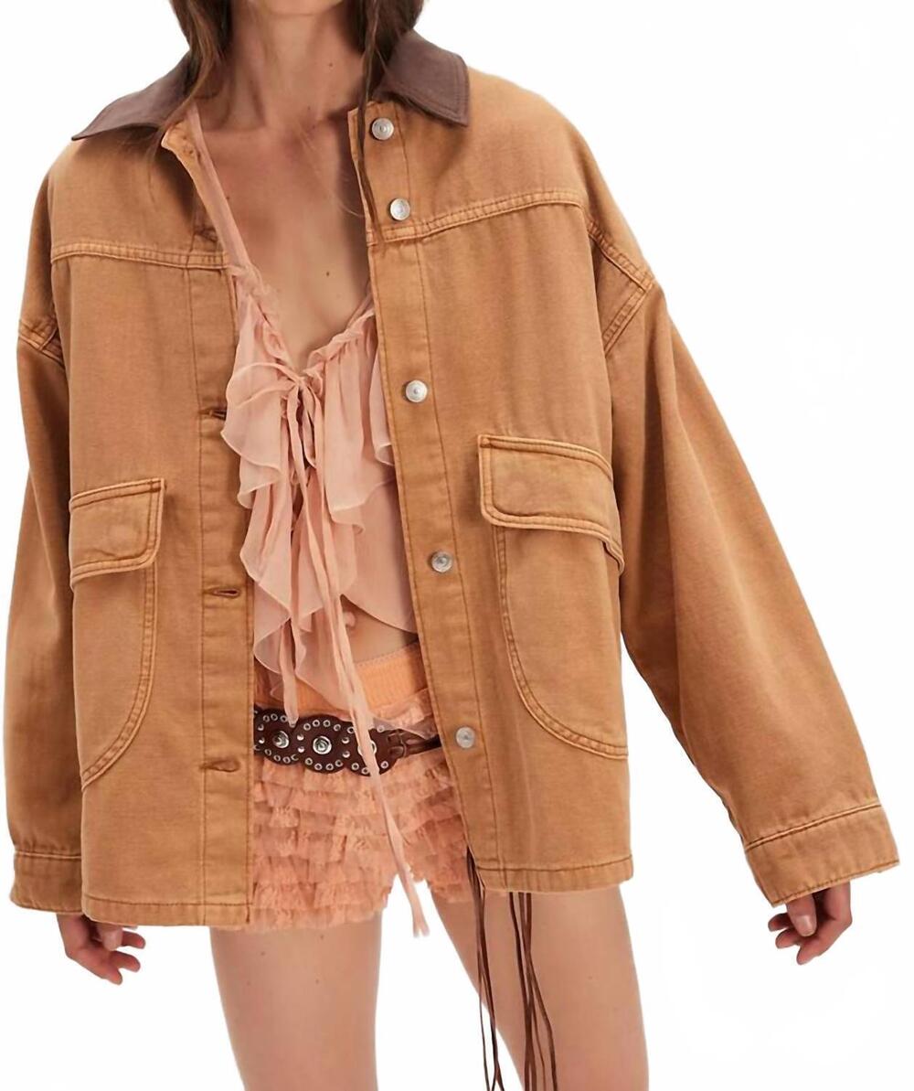 NEW FREE PEOPLE women's lemon denim jacket in meerkat